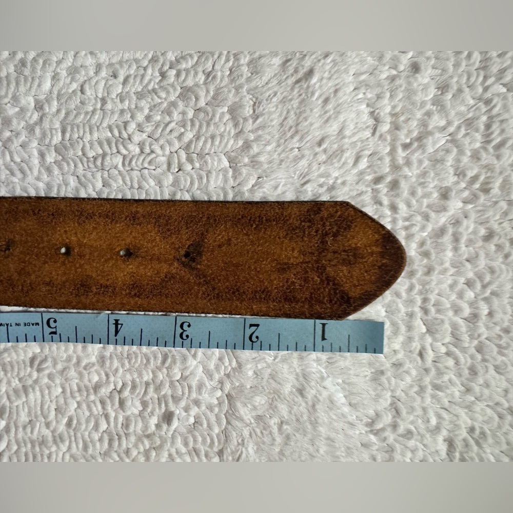 Vintage 90s Tooled Leather Belt Size 32 Western Boho - Picture 12 of 16